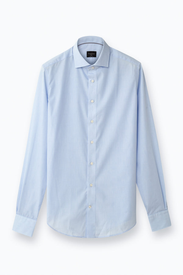 Flavio Essential Poplin Man Shirt White Light Blue Non Iron