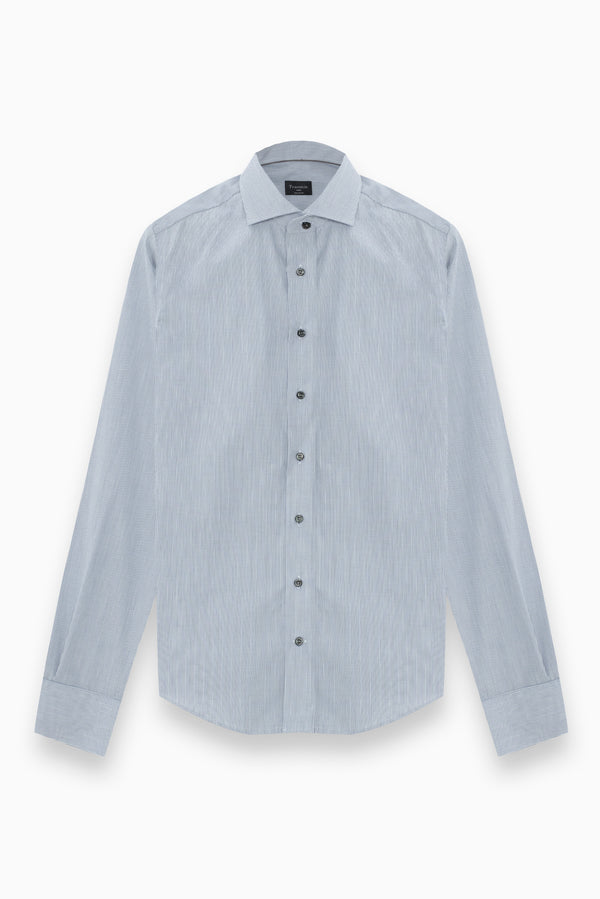 Camicia Uomo Flavio Popelin Bianco Blu No Stiro