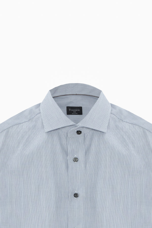 Flavio Essential Poplin Man Shirt White Blue Non Iron