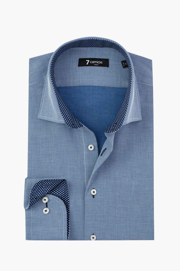 Camicia Uomo Firenze Sport Jacquard Blu Bianco