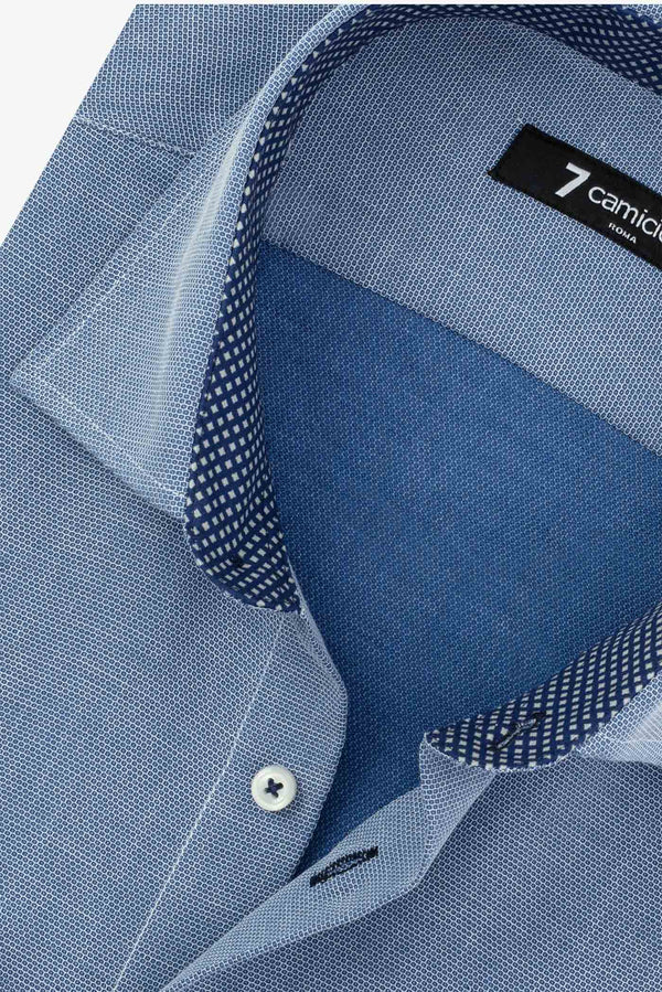 Camisa Hombre Firenze Sport Jacquard Azul Blanco