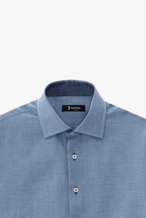 Camicia Uomo Firenze Sport Jacquard Blu Bianco