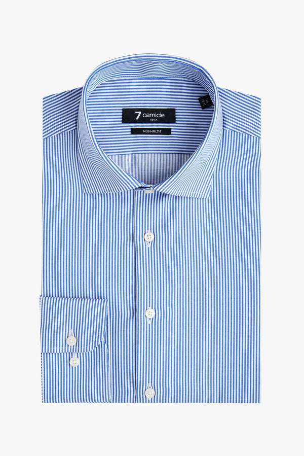 Firenze Essential Poplin Man Shirt Blue White Non Iron