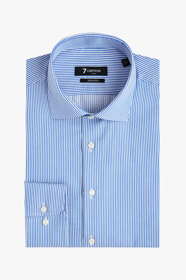 Firenze Essentials Poplin Man Shirt Blue White Non Iron