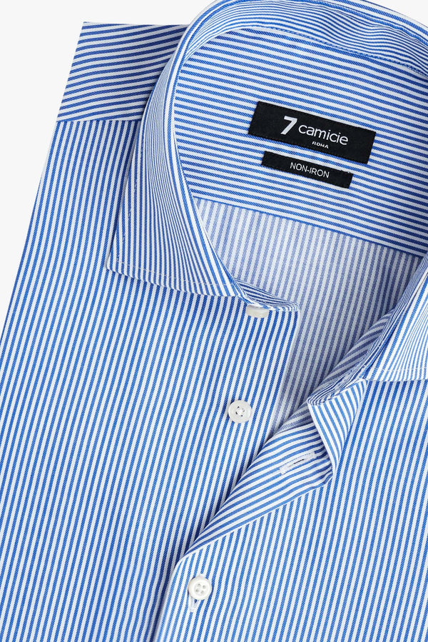 Firenze Essentials Poplin Man Shirt Blue White Non Iron
