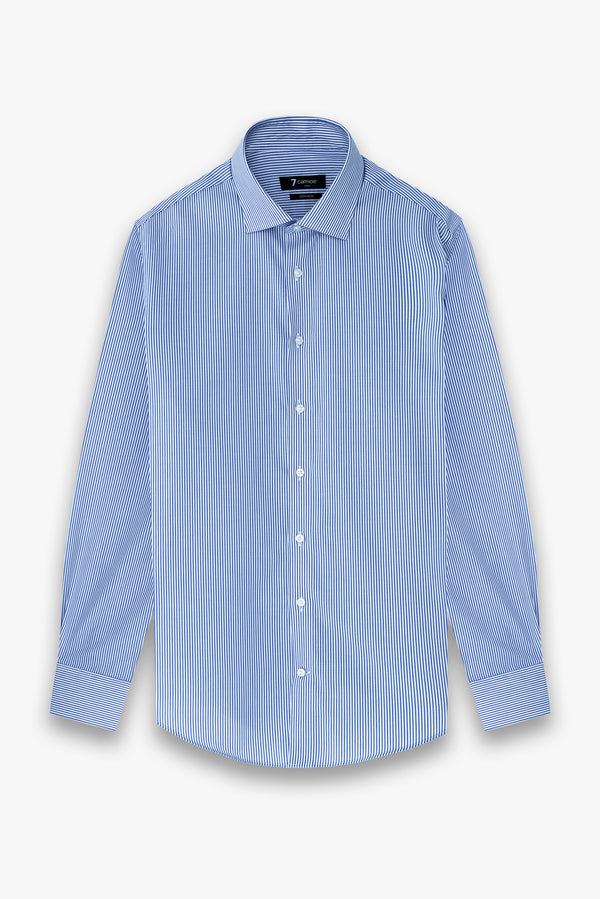 Firenze Essentials Poplin Man Shirt Blue White Non Iron