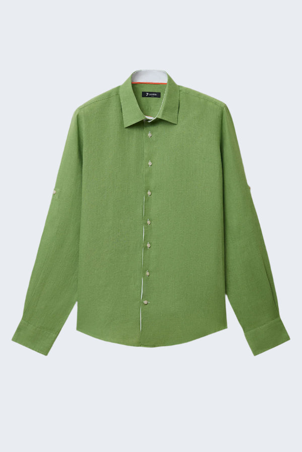 Camicia Uomo Adriano Sport Lino Verde