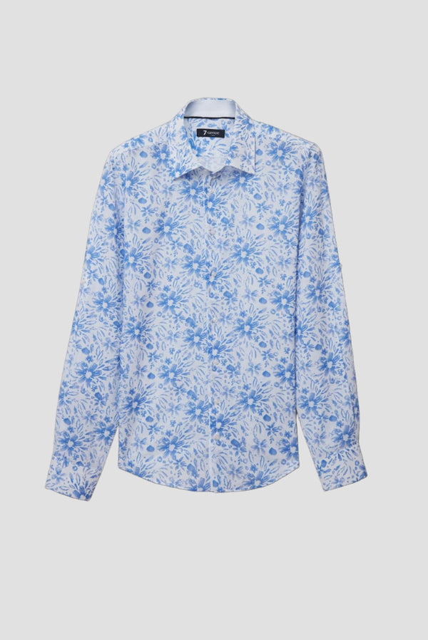 Adriano Sport Linen Man Shirt White Light Blue