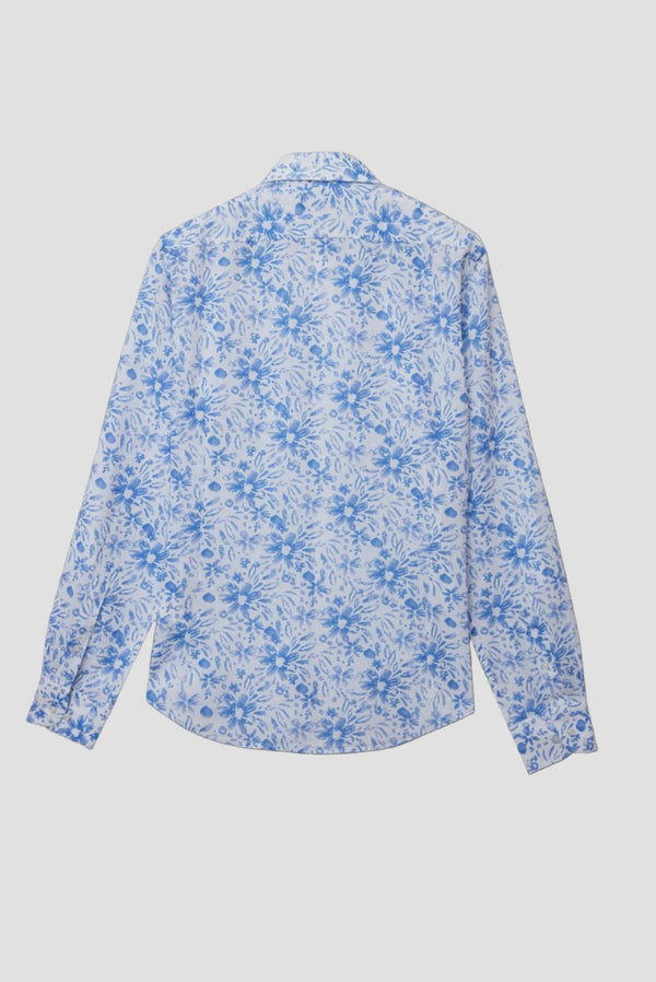 Adriano Sport Linen Man Shirt White Light Blue