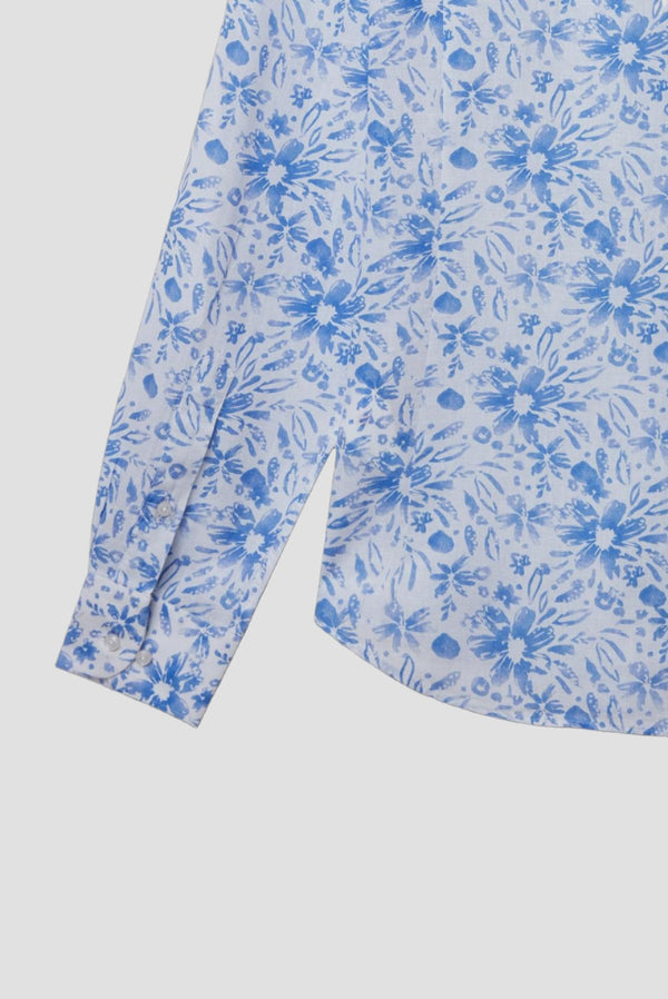 Adriano Sport Linen Man Shirt White Light Blue