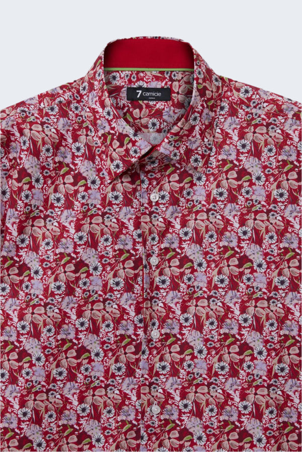 Camisa Hombre Adriano Sport Popelin Rojo Blanco