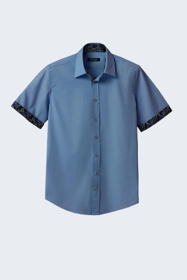 Camicia Uomo Manica Corta Giotto Iconic Popelin Stretch Celeste