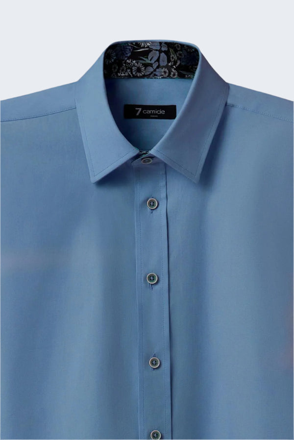 Camicia Uomo Manica Corta Giotto Iconic Popelin Stretch Celeste