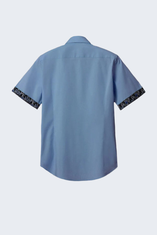 Camicia Uomo Manica Corta Giotto Iconic Popelin Stretch Celeste