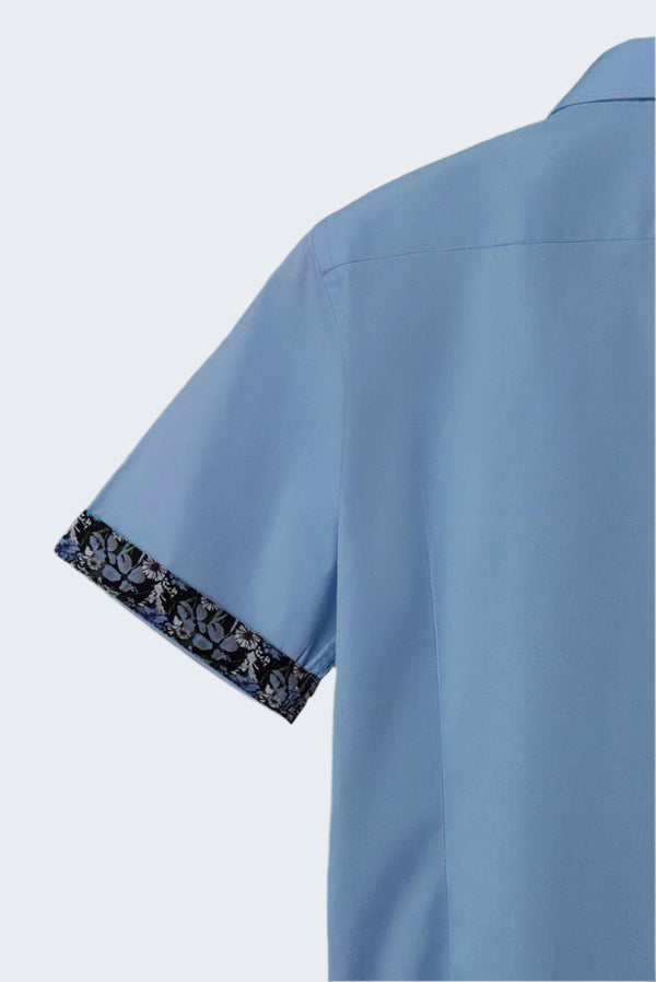 Camicia Uomo Manica Corta Giotto Iconic Popelin Stretch Celeste