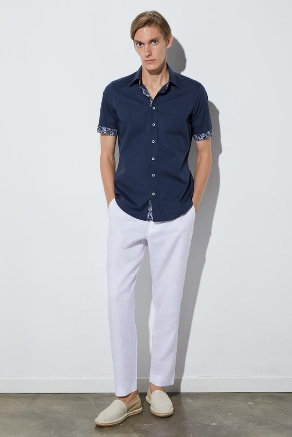 Chemise Homme Manche Courte Giotto Iconic Popelin Stretch Bleu