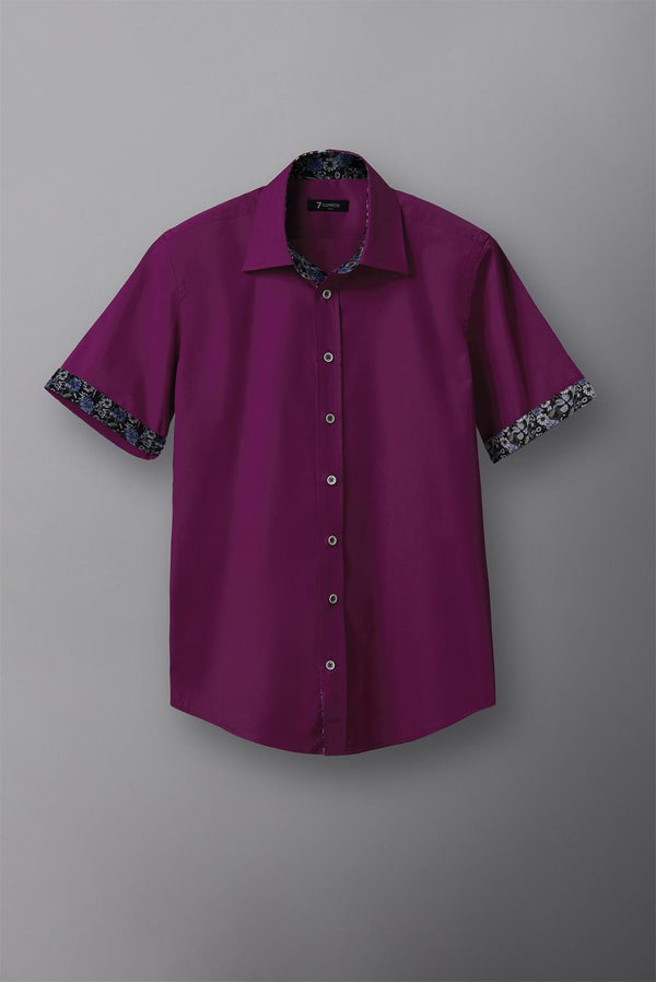 Chemise Homme Manche Courte Giotto Iconic Popelin Stretch Violet