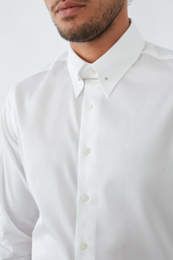 Camisa Hombre Romeo Satin Blanco