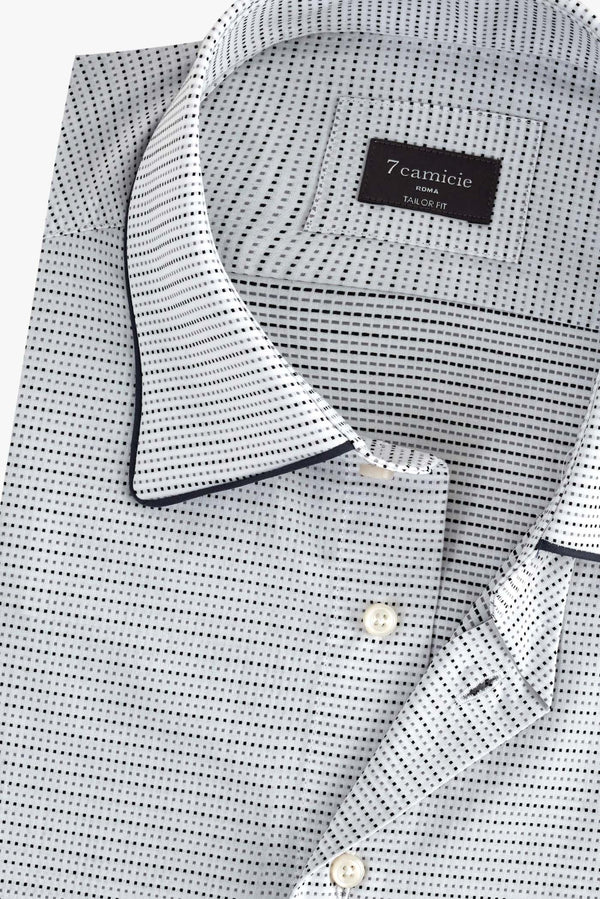 Camicia Uomo Jacquard Bianco Nero