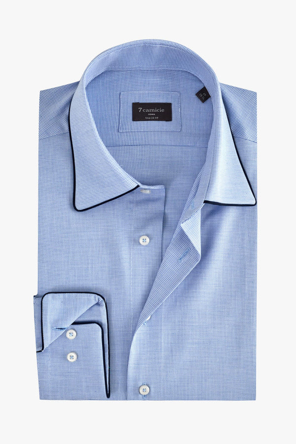 Essential Jaquard Man Shirt Light Blue White
