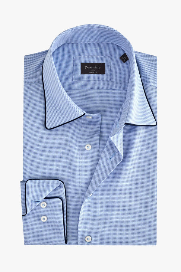 Herren Hemd Jacquard Hellblau Weiss
