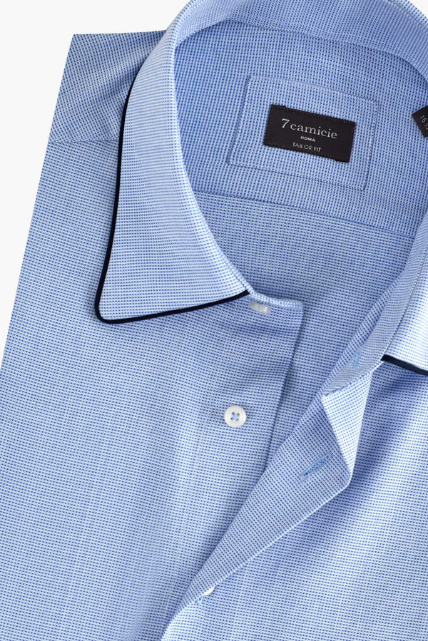 Herren Hemd Jacquard Hellblau Weiss