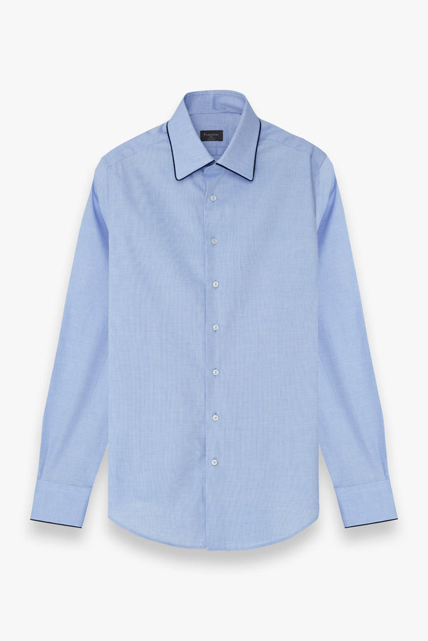 Essential Jaquard Man Shirt Light Blue White