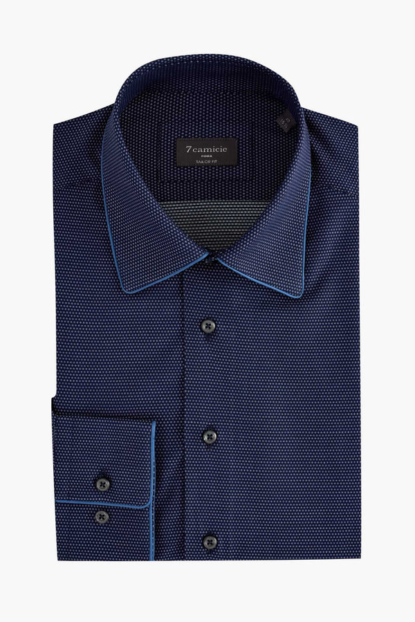 Camicia Uomo Jacquard Blu Bianco