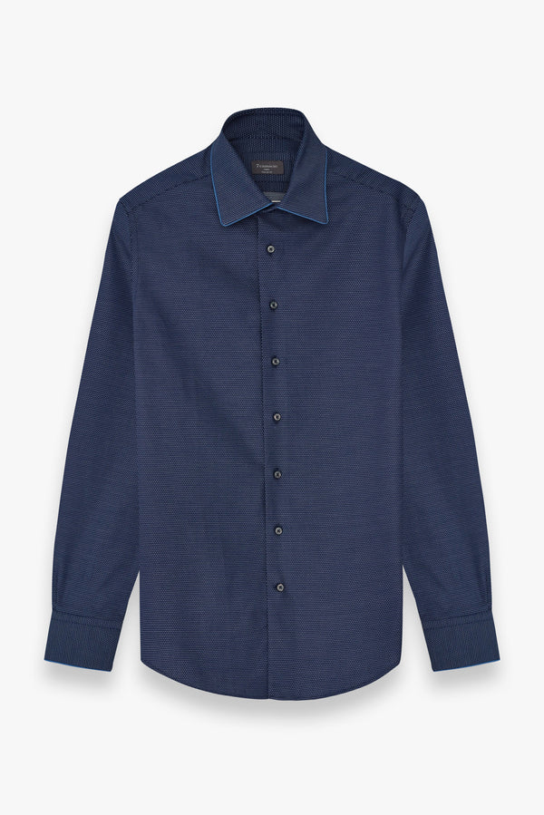 Essential Jaquard Man Shirt Blue White