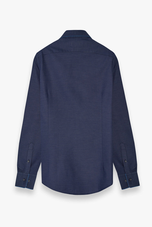 Herren Hemd Jacquard Blau Weiss