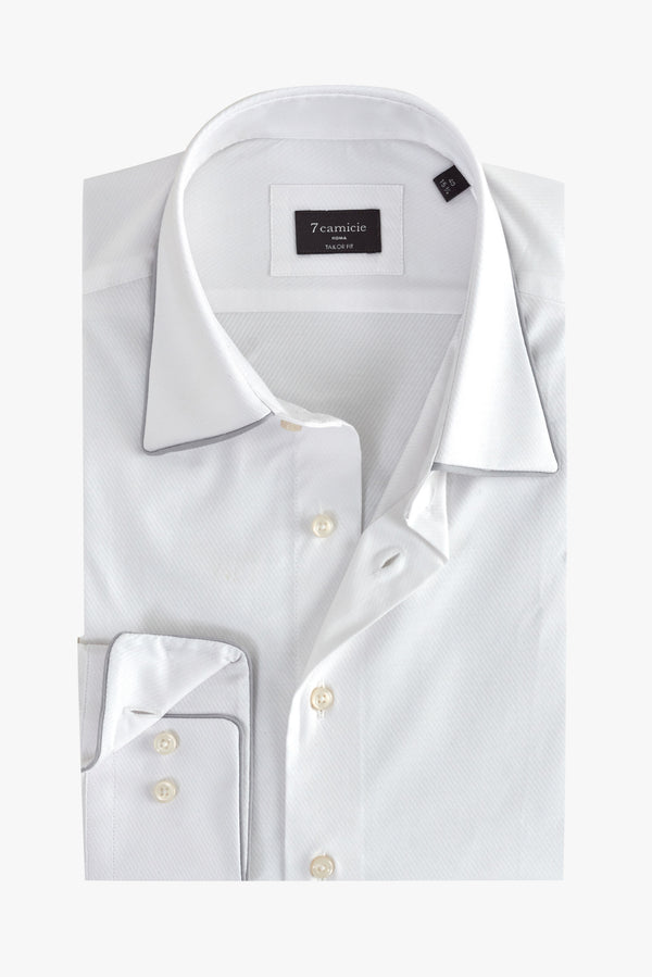 Camicia Uomo Jacquard Bianco