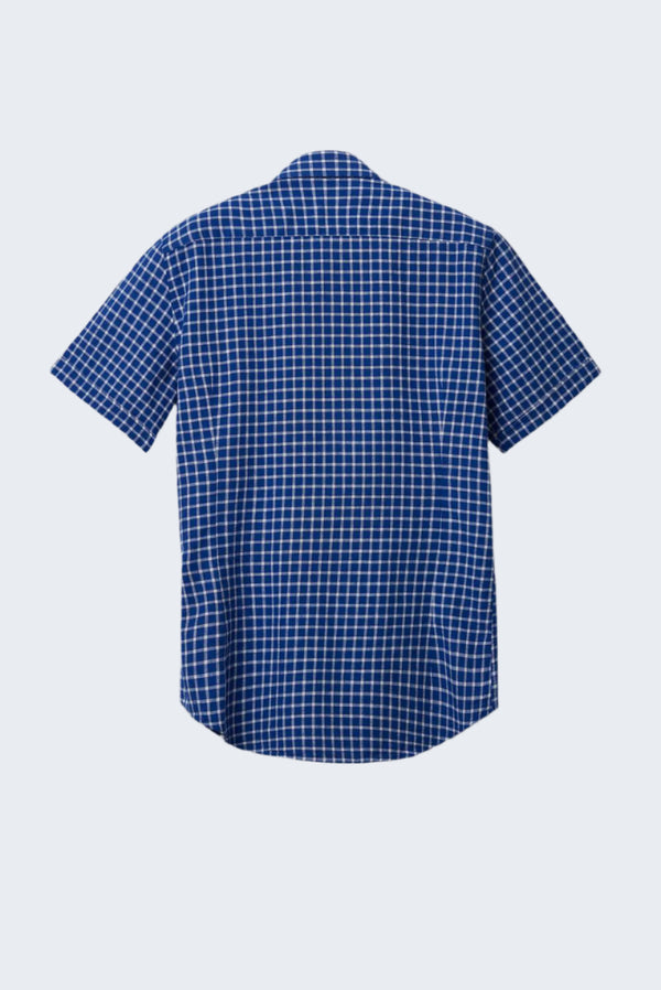 Camisa Hombre Manga corta Romeo Sport Lino Azul Blanco