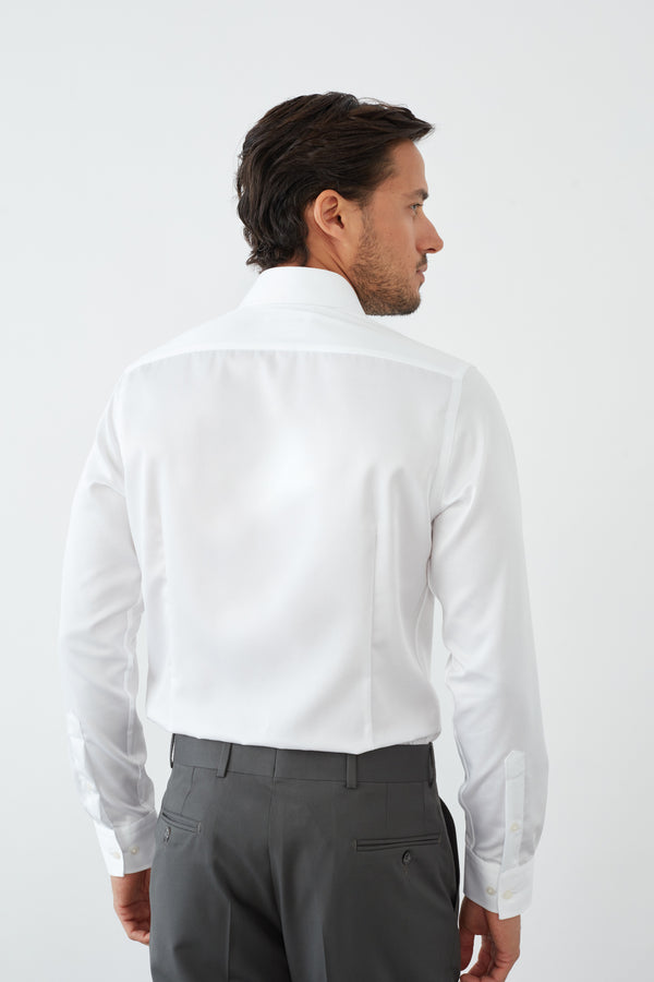 Chemise Homme Mattia Essential Satin Blanc Sans repassage