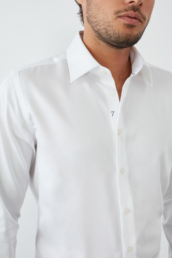 Chemise Homme Mattia Essential Satin Blanc Sans repassage