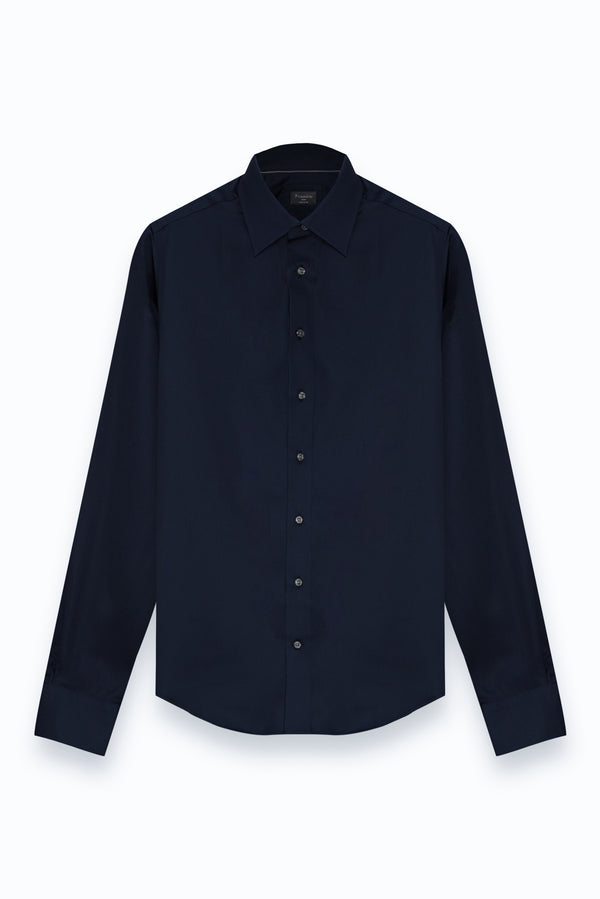 Camicia Uomo Mattia Essential Satin Blu No Stiro