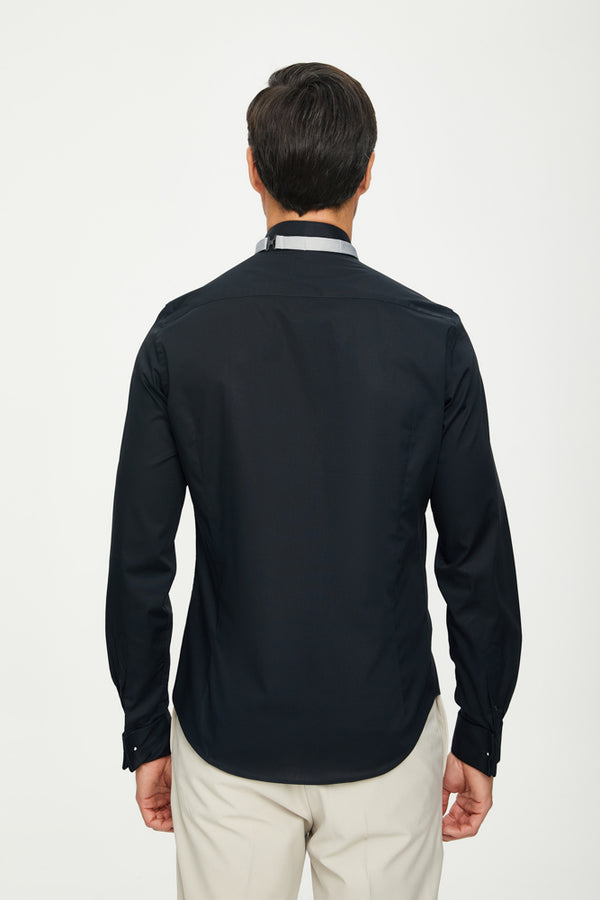 Milano Essential Poplin Stretch Man Shirt Black