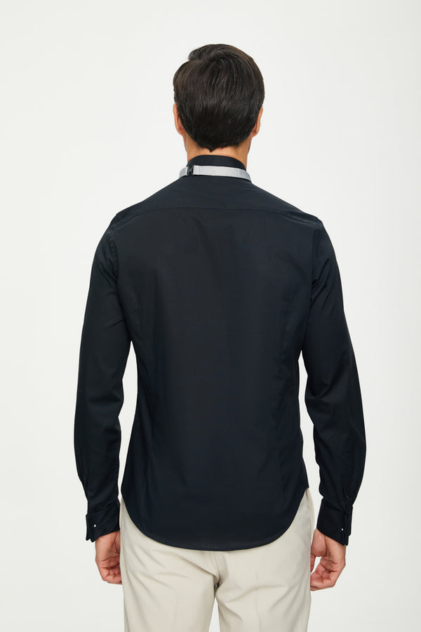 Camisa Hombre Milano Popelin Stretch Negro