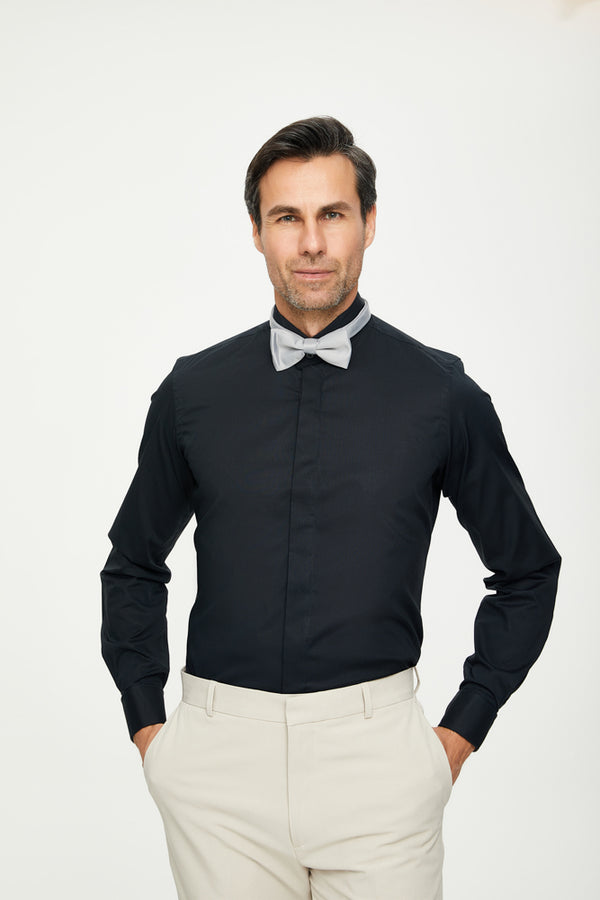 Camicia Uomo Milano Popelin Stretch Nero