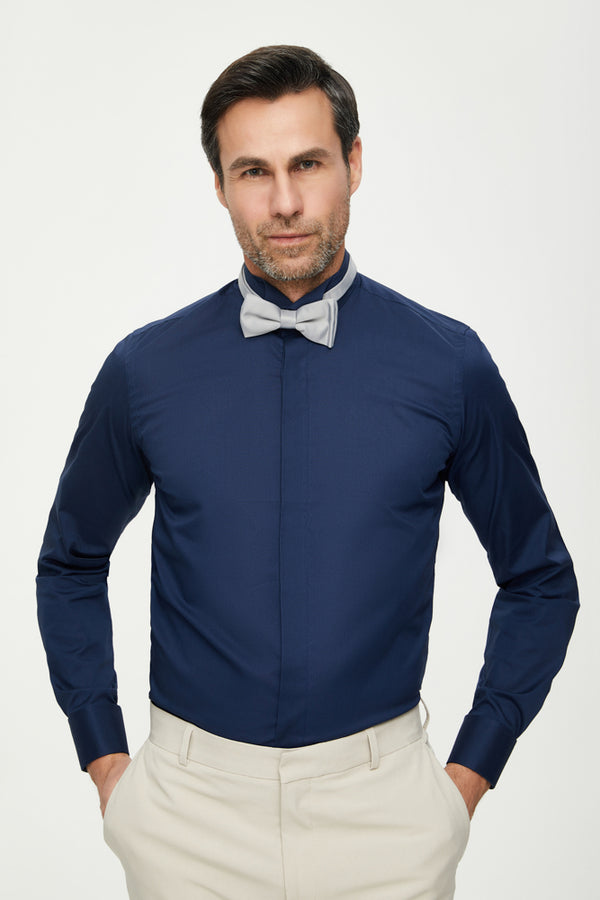 Milano Essential Poplin Stretch Man Shirt Blue