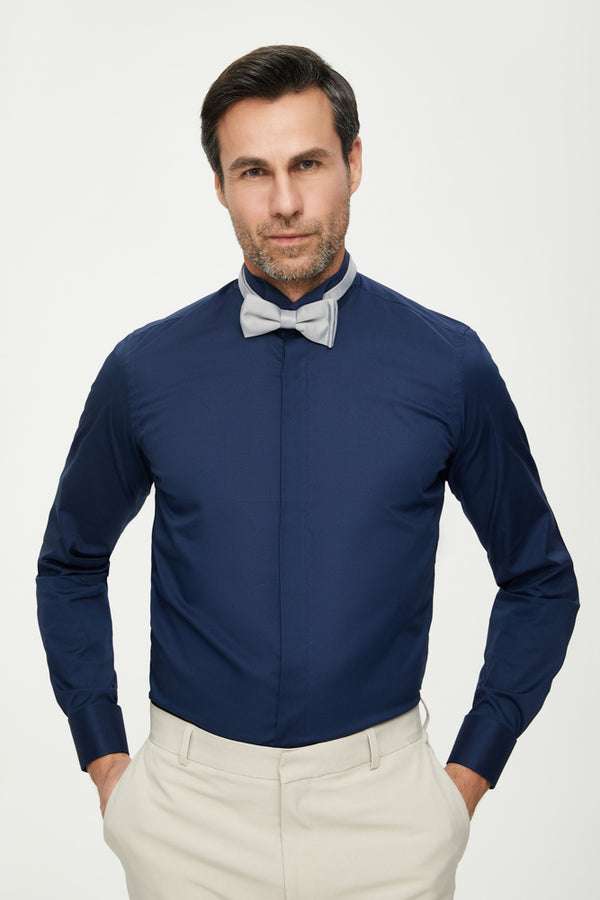 Camicia Uomo Milano Popelin Stretch Blu