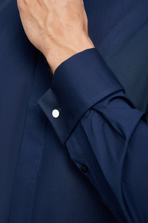 Camicia Uomo Milano Popelin Stretch Blu