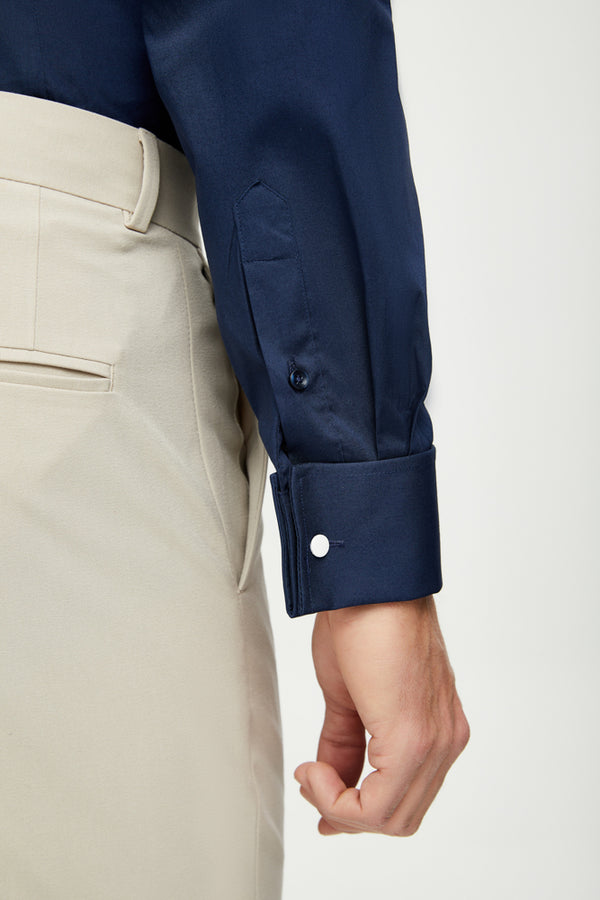 Camicia Uomo Milano Popelin Stretch Blu