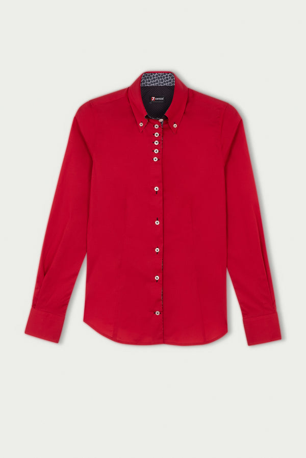 Camisa Mujer Silvia Iconic Popelin Stretch Rojo