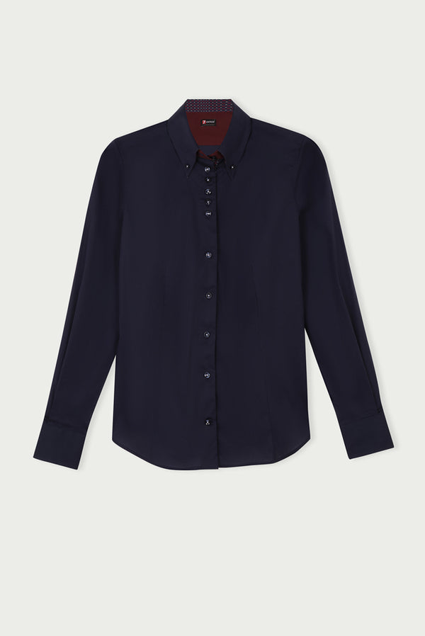 Silvia Iconic Damen Hemd Poplin Stretch Blau