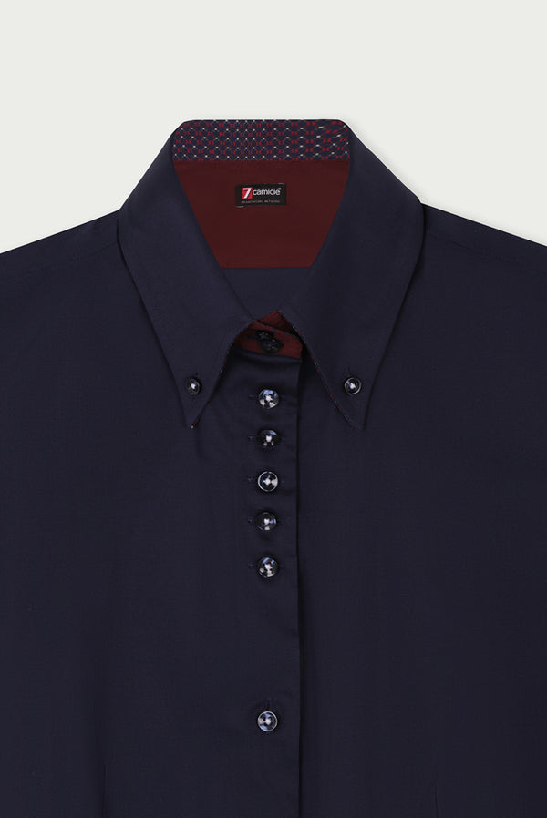 Silvia Iconic Damen Hemd Poplin Stretch Blau