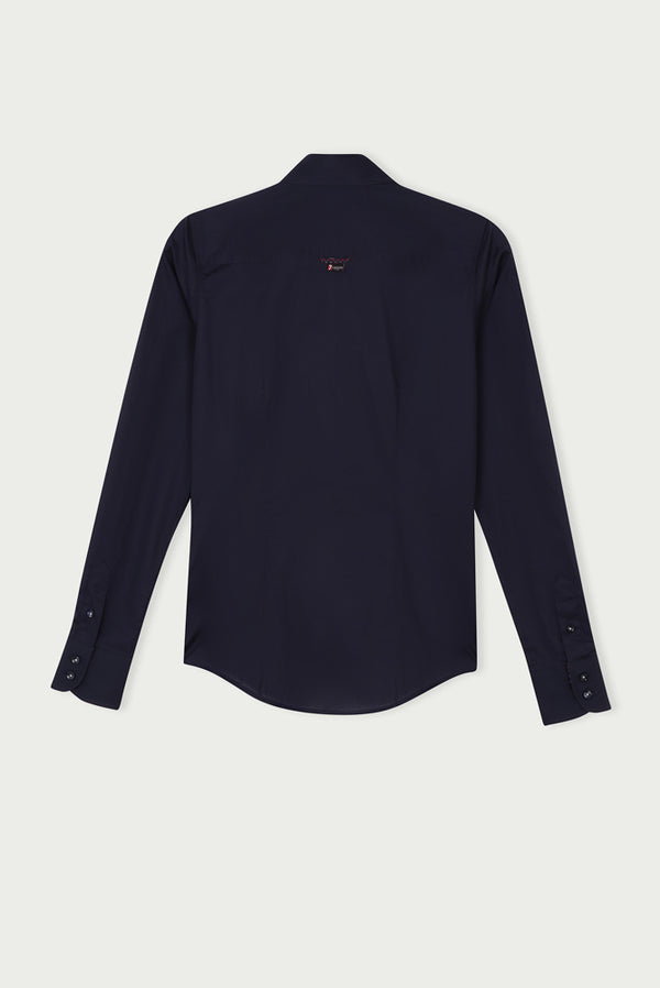 Silvia Iconic Damen Hemd Poplin Stretch Blau