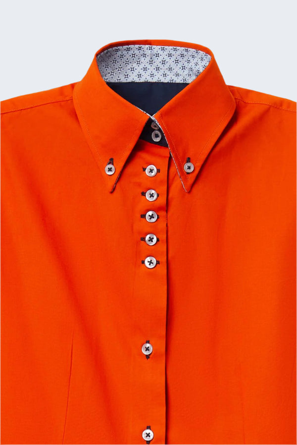 Camisa Mujer Silvia Iconic Popelin Stretch Naranja