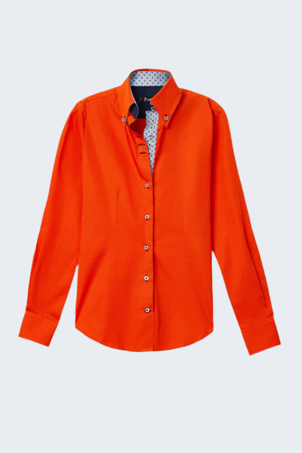 Camisa Mujer Silvia Iconic Popelin Stretch Naranja