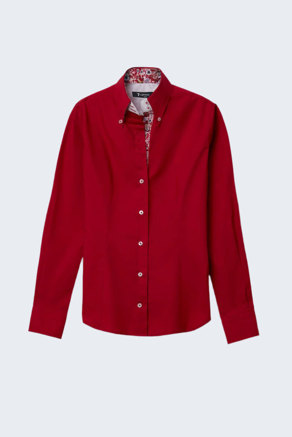 Silvia Iconic Damen Hemd Poplin Stretch Rot