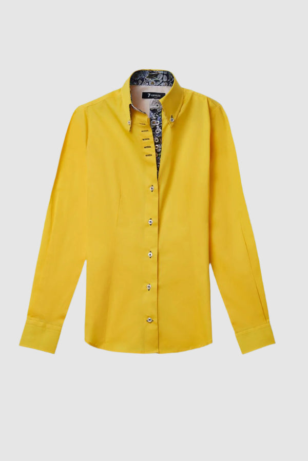 Camisa Mujer Silvia Iconic Popelin Stretch Amarillo